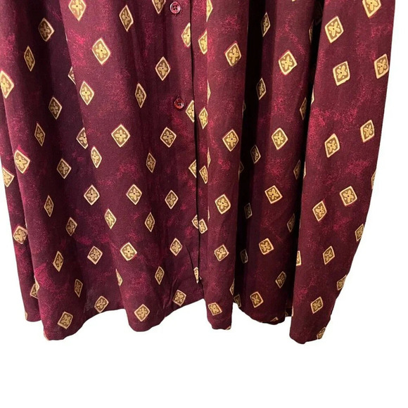 Blair NWT Long Vintage Dress Plus 3XL Dark Red Beige Geometric Diamond Patterned - Picture 5 of 6